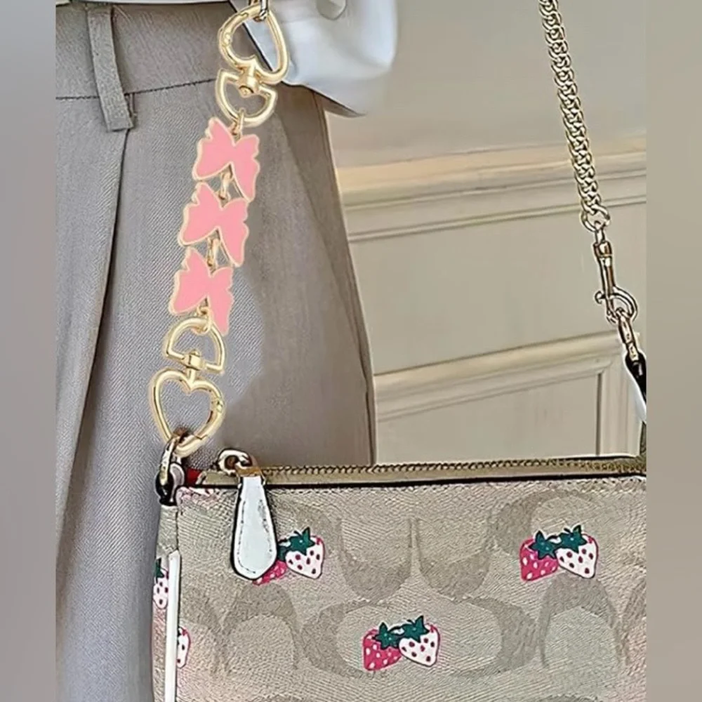 Cute Pink Butterfly Bag Chain, 4.7 Inches  Purse Strap Extender Purse Chain